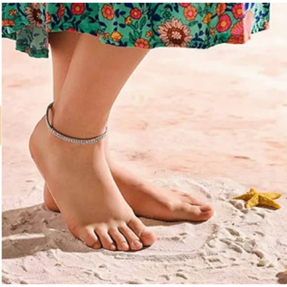 💗 Crystal Ankle Bracelet Stretchy 8”-9.5” NEW - Picture 4 of 9